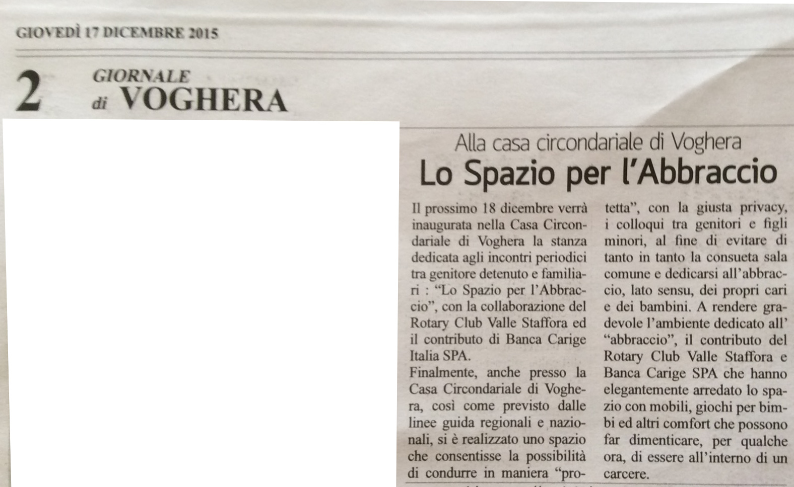 abbraccio giornale voghera